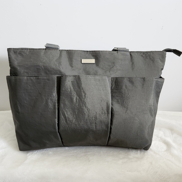 Baggallini Gray Yellow Large Shoulder Tote Organizer Bag - Picture 1 of 14
